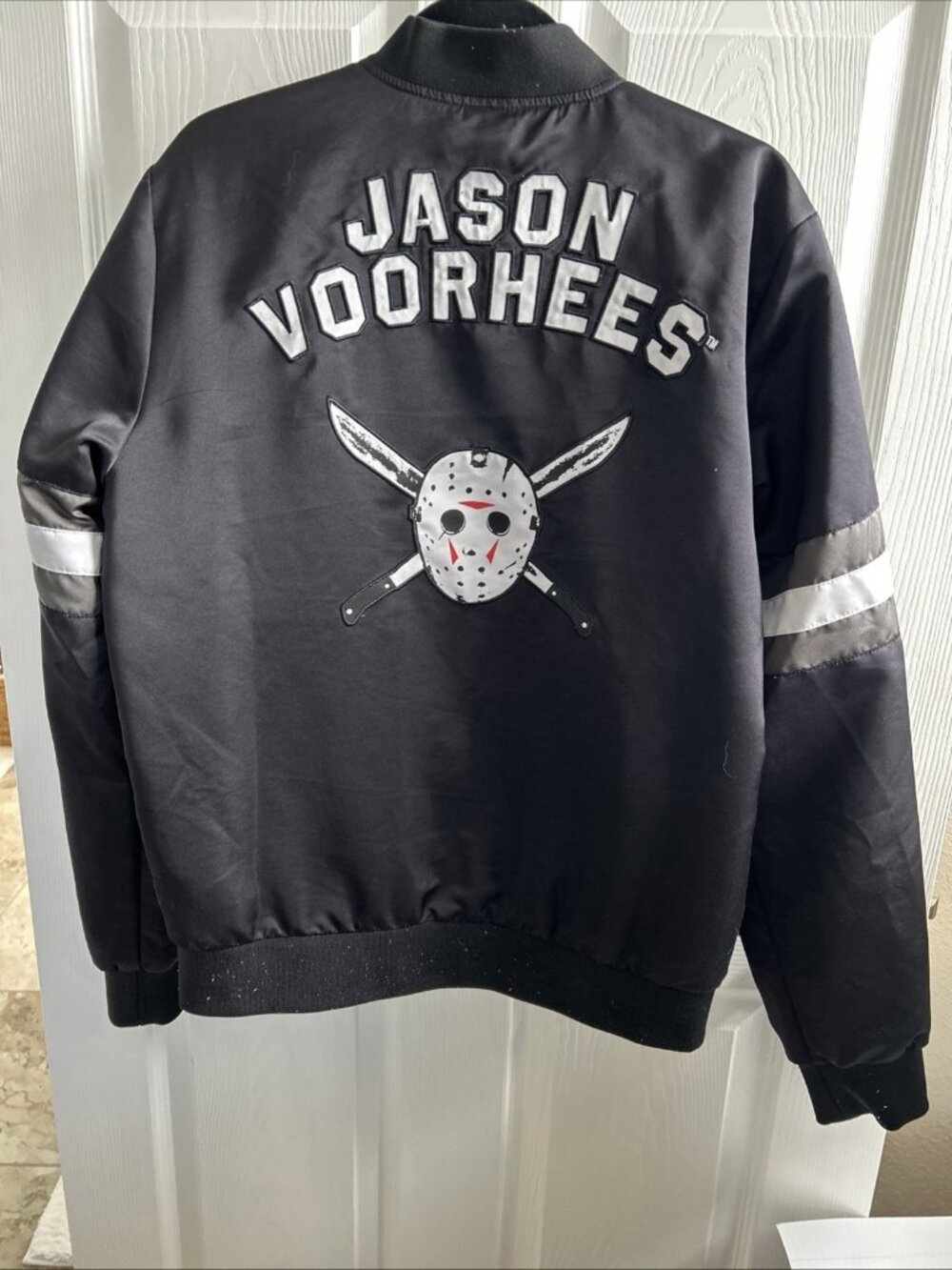 Friday The 13th Jacket Mens Medium Black Bomber Jason Voorhees F13 Halloween